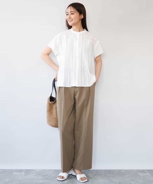 MK MICHEL KLEIN（エムケーミッシェルクラン）の「[洗える]オーガニックコットン デザインブラウス（シャツ/ブラウス・レディース・ブルー/ホワイト・38）」の9枚目の写真