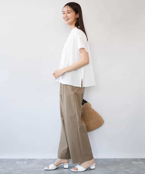 MK MICHEL KLEIN（エムケーミッシェルクラン）の「[洗える]オーガニックコットン デザインブラウス（シャツ/ブラウス・レディース・ブルー/ホワイト・38）」の10枚目の写真