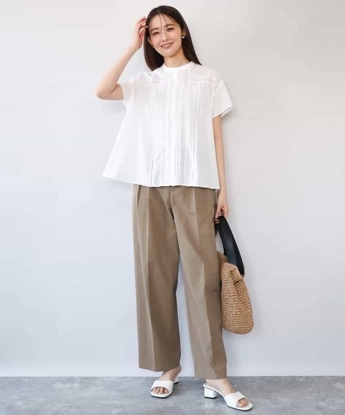 MK MICHEL KLEIN（エムケーミッシェルクラン）の「[洗える]オーガニックコットン デザインブラウス（シャツ/ブラウス・レディース・ブルー/ホワイト・38）」の11枚目の写真