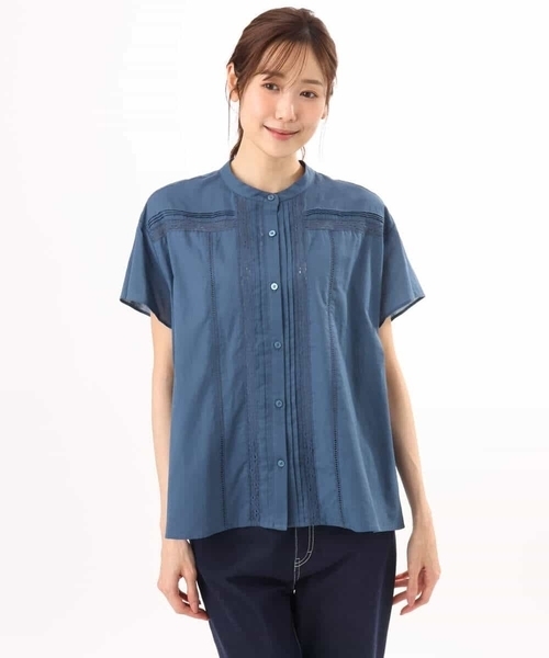 MK MICHEL KLEIN（エムケーミッシェルクラン）の「[洗える]オーガニックコットン デザインブラウス（シャツ/ブラウス・レディース・ブルー/ホワイト・38）」の20枚目の写真