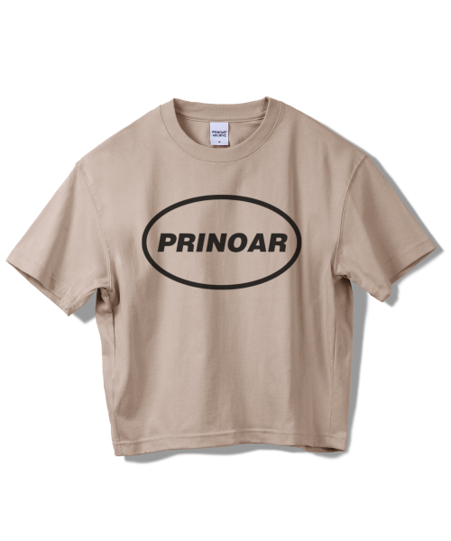 PRINOAR（プリノア）の「サークルロゴセミクロップ半袖Tシャツ - ジンジャーベージュ（Tシャツ/カットソー・レディース・ベージュ・SMALL/MEDIUM/LARGE）」の2枚目の写真