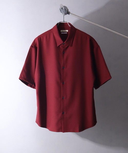 Art re A select（アトリエセレクト）の「【MADE IN JAPAN】-Reflax-ファブリック ハーフスリーブ レギュラーシャツ/接触冷感 UVカット 吸汗 抗ピリング（シャツ/ブラウス・メンズ・バーガンディー/マスタード/ブラック/ブルー/ホワイト/サックスブルー/ライトピンク/ネイビー・M/S/L）」の8枚目の写真