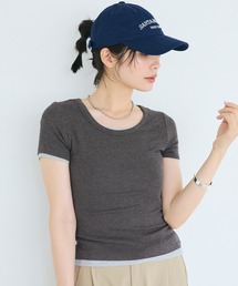 とろみUネックリブTシャツ