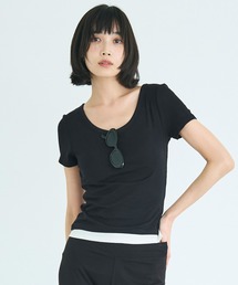 coca（coca） | とろみUネックリブTシャツ(Tシャツ/カットソー)