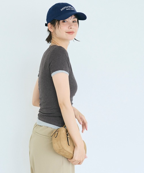 coca(coca)(コカ)の「とろみUネックリブTシャツ(Tシャツ/カットソー・レディース・ブラウン/グレー/ブラック/チャコール・L/M/S)」の13枚目の写真
