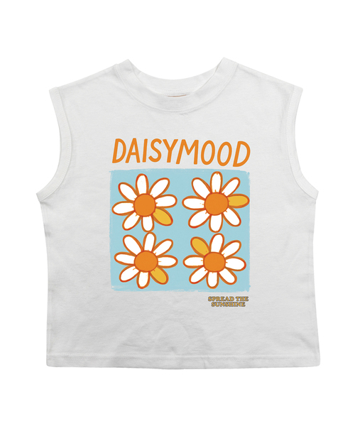 BEACHESAND CREAM KIDS(ビーチスアンドクリームキッズ)の「デイジー袖なしTシャツ-ホワイト(Daisy Sleeveless T white)(Tシャツ/カットソー・レディース・ホワイト・SMALL/MEDIUM/LARGE)」の1枚目の写真