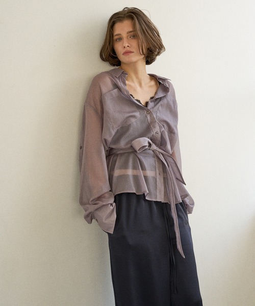 MIELI INVARIANT（ミエリインヴァリアント）の「HAGOROMO Veil Shirt（シャツ/ブラウス・レディース・グレー/ブラック・FREE）」の2枚目の写真