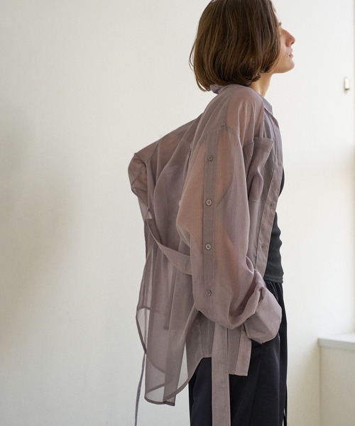 MIELI INVARIANT（ミエリインヴァリアント）の「HAGOROMO Veil Shirt（シャツ/ブラウス・レディース・グレー/ブラック・FREE）」の16枚目の写真