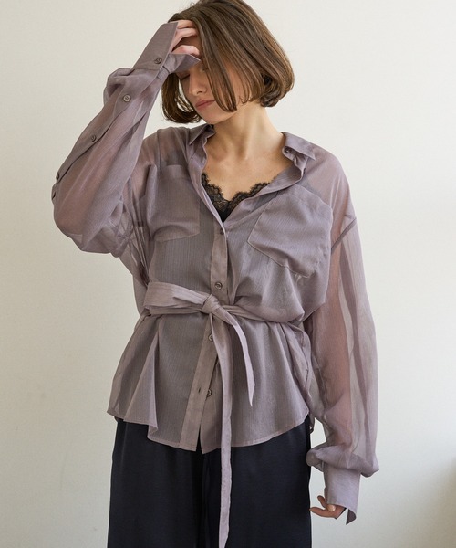 MIELI INVARIANT（ミエリインヴァリアント）の「HAGOROMO Veil Shirt（シャツ/ブラウス・レディース・グレー/ブラック・FREE）」の14枚目の写真