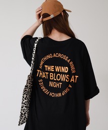 ロゴ刺繍バックロゴプリントオーバーサイズTシャツ 半袖