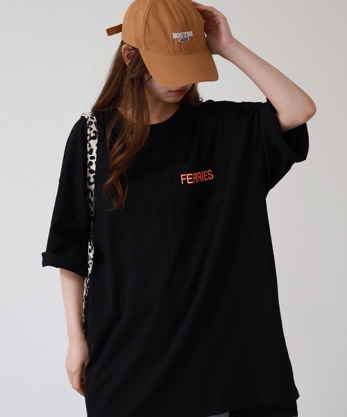 atONE(アットワン)の「ロゴ刺繍バックロゴプリントオーバーサイズTシャツ 半袖(Tシャツ/カットソー・レディース・ブラック/オフホワイト・M)」の16枚目の写真