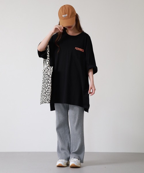 atONE(アットワン)の「ロゴ刺繍バックロゴプリントオーバーサイズTシャツ 半袖(Tシャツ/カットソー・レディース・ブラック/オフホワイト・M)」の12枚目の写真