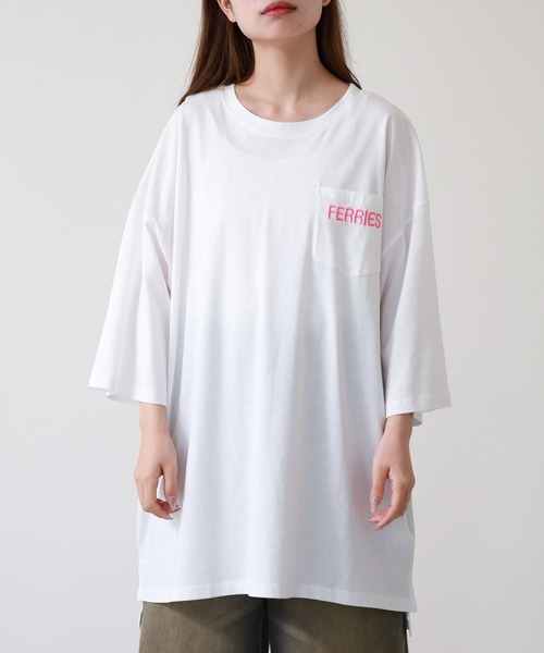 atONE（アットワン）の「ロゴ刺繍バックロゴプリントオーバーサイズTシャツ 半袖（Tシャツ/カットソー・レディース・ブラック/オフホワイト・M）」の10枚目の写真