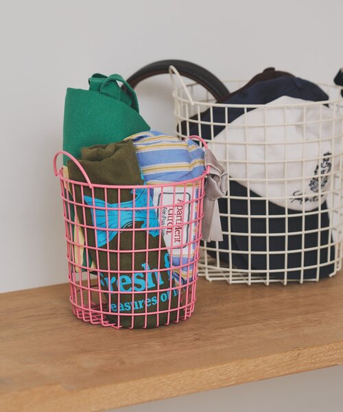 SAHIR（サヒール）の「【SAHIR サヒール】Wire basket ワイヤーバスケット  L（インテリア雑貨・レディース・ホワイト/ブルー・0）」の7枚目の写真