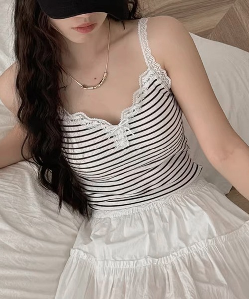 Miniministore(ミニミニストア)の「カップ付きキャミソール レースインナー夏(キャミソール・レディース・ホワイト/ホワイト系/レッド系/アイボリー/ブラウン系/ブラック/グレー/ブラック系・FREE)」の3枚目の写真