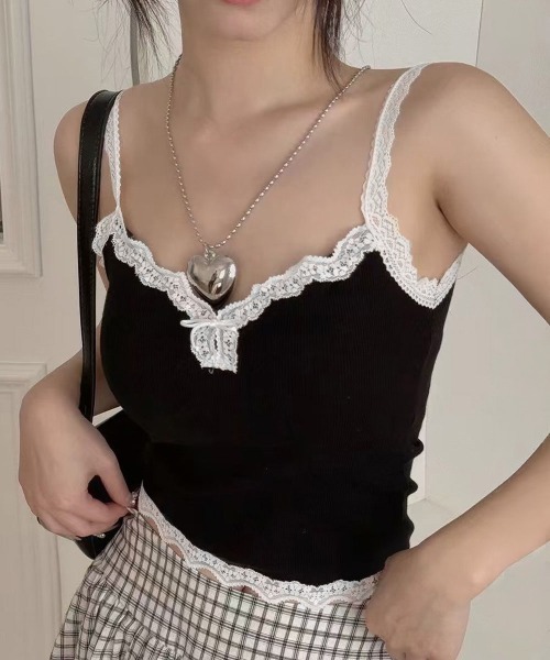 Miniministore(ミニミニストア)の「カップ付きキャミソール レースインナー夏(キャミソール・レディース・ホワイト/ホワイト系/レッド系/アイボリー/ブラウン系/ブラック/グレー/ブラック系・FREE)」の4枚目の写真