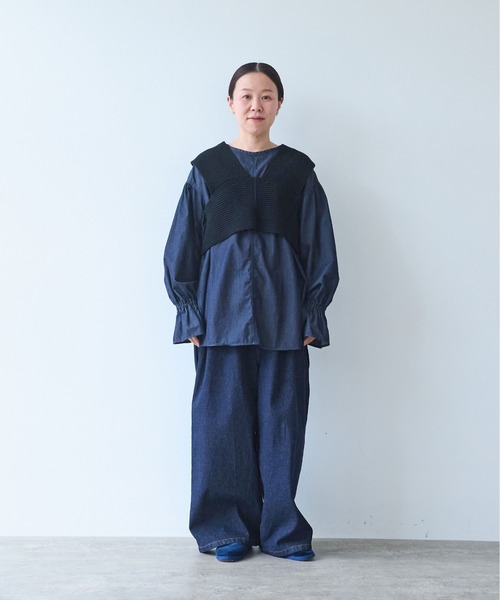 yuni(ユニ )の「Cotton back cross Knit-Vest(ベスト・レディース・ホワイト/ブラック・FREE)」の3枚目の写真