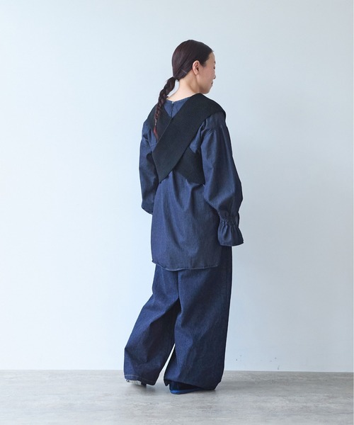 yuni(ユニ )の「Cotton back cross Knit-Vest(ベスト・レディース・ホワイト/ブラック・FREE)」の5枚目の写真