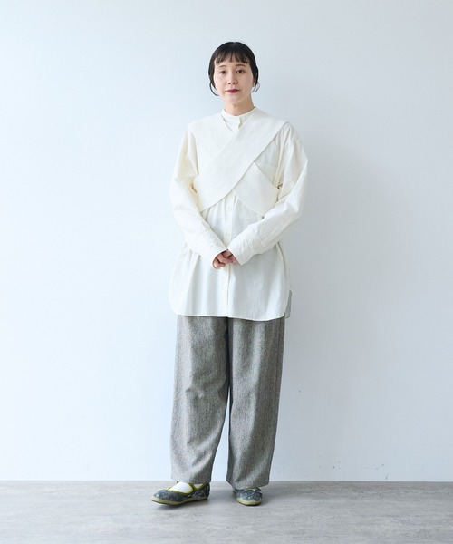yuni(ユニ )の「Cotton back cross Knit-Vest(ベスト・レディース・ホワイト/ブラック・FREE)」の10枚目の写真