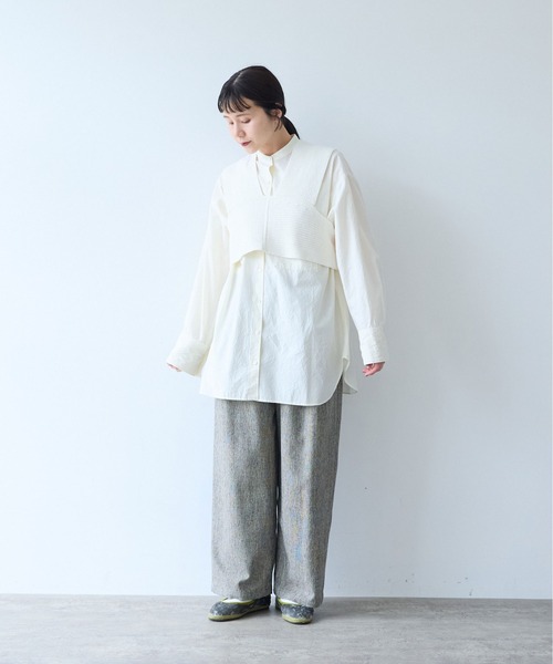 yuni(ユニ )の「Cotton back cross Knit-Vest(ベスト・レディース・ホワイト/ブラック・FREE)」の16枚目の写真
