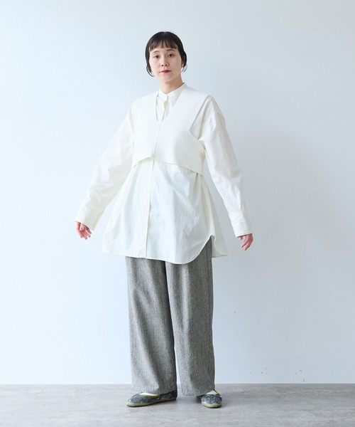 yuni(ユニ )の「Cotton back cross Knit-Vest(ベスト・レディース・ホワイト/ブラック・FREE)」の14枚目の写真