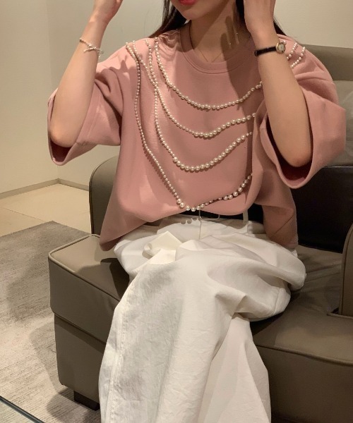 FAVORITO(ファヴォリート)の「スウェット半袖トップス(Tシャツ/カットソー・レディース・ベージュ/グレー/ピンク・F)」の13枚目の写真