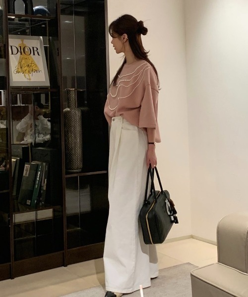 FAVORITO(ファヴォリート)の「スウェット半袖トップス(Tシャツ/カットソー・レディース・ベージュ/グレー/ピンク・F)」の9枚目の写真