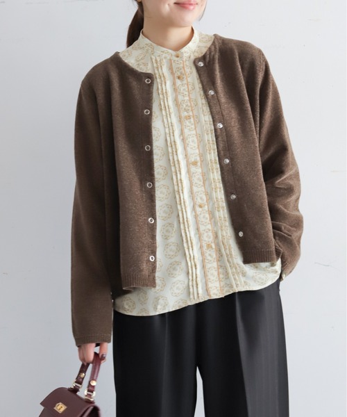 NOMBRE IMPAIR(ノンブルアンペール)の「【予約】モールダブルニット ショートカーディガン(カーディガン/ボレロ・レディース・ピンク/グレー/ブラウン/サックスブルー・FREE)」の3枚目の写真