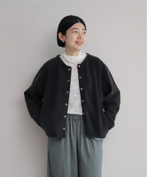 NOMBRE IMPAIR(ノンブルアンペール)の「【予約】モールダブルニット ショートカーディガン(カーディガン/ボレロ・レディース・ピンク/グレー/ブラウン/サックスブルー・FREE)」の11枚目の写真