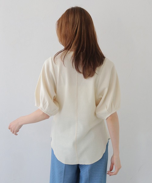 CLEIO(クレイオ)の「【CLEIO】レースアップワッフルボーダー半袖トップス LACE-UP WAFFLE BORDER SHORT SLEEVE TOPS(Tシャツ/カットソー・レディース・グレー/アイボリー/ネイビー・FREE)」の15枚目の写真