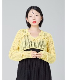 【8】【it】【Little Sunny Bite】Ribbon Short Knit Top