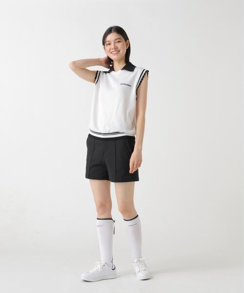 Jack Bunny!!(ジャックバニー)の「【Jack Bunny!!】14G2PLY天竺ノースリーブニットポロシャツ(ニット/セーター・レディース・ホワイト・LARGE)」の2枚目の写真