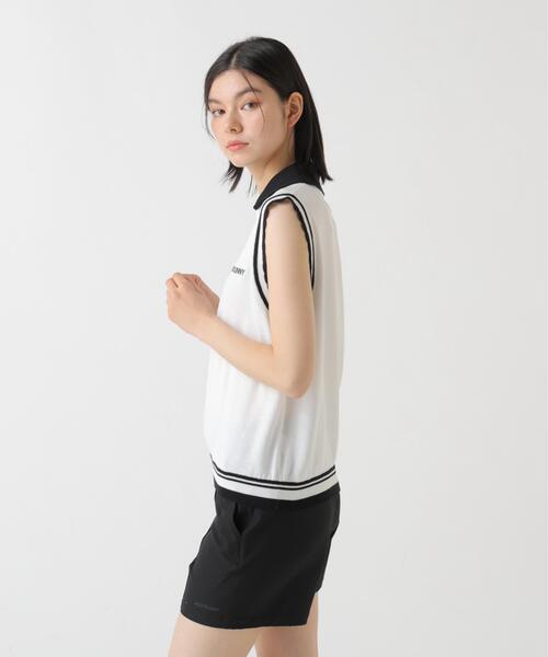 Jack Bunny!!(ジャックバニー)の「【Jack Bunny!!】14G2PLY天竺ノースリーブニットポロシャツ(ニット/セーター・レディース・ホワイト・LARGE)」の4枚目の写真