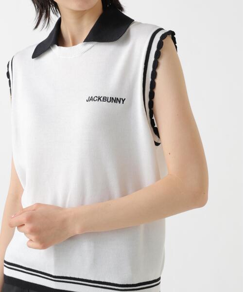 Jack Bunny!!(ジャックバニー)の「【Jack Bunny!!】14G2PLY天竺ノースリーブニットポロシャツ(ニット/セーター・レディース・ホワイト・LARGE)」の7枚目の写真