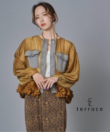 terrace（テラス）の「デニム切替フリルヘムシアーブルゾン（デニムジャケット）」