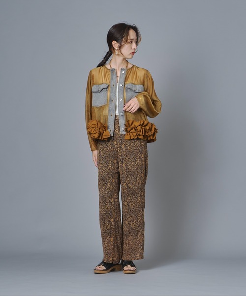 terrace(テラス)の「デニム切替フリルヘムシアーブルゾン(デニムジャケット・レディース・黄土色系/ネイビー・FREE)」の20枚目の写真