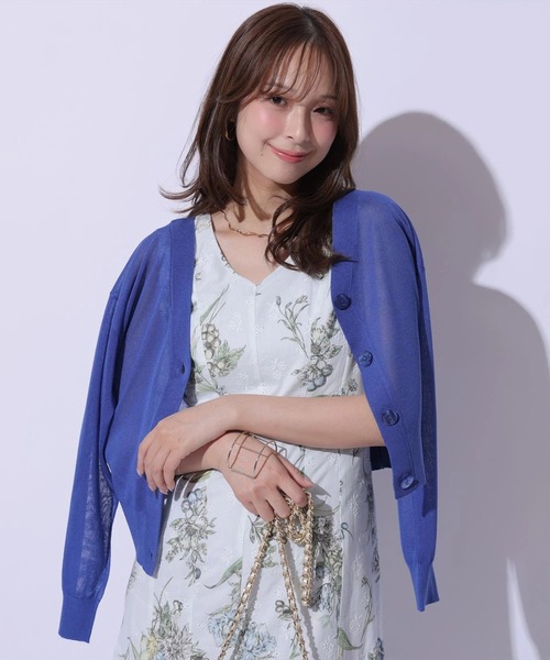 Mystrada(マイストラーダ)の「Vネックシアーカーデ(ニット/セーター・レディース・ブルー/ブラック/ホワイト/ピンクベージュ・38)」の12枚目の写真