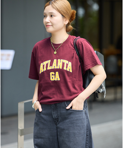 JOURNAL STANDARD（ジャーナルスタンダード）の「JS  FES PREPPY  Tシャツ（Tシャツ/カットソー・レディース・ホワイト/ボルドー/レッド・FREE）」の3枚目の写真