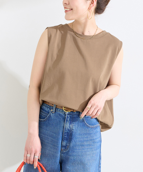 B.C STOCK(ベーセーストック)の「《追加5》ウォッシャブル / 接触冷感 / ノースリボックスTEE(Tシャツ/カットソー・レディース・ブラック/ホワイト/ブルー/ウッド・FREE)」の8枚目の写真