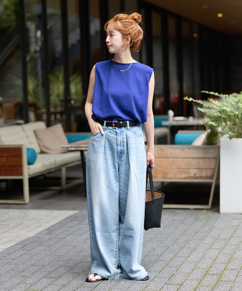 B.C STOCK(ベーセーストック)の「《追加5》ウォッシャブル / 接触冷感 / ノースリボックスTEE(Tシャツ/カットソー・レディース・ブラック/ホワイト/ブルー/ウッド・FREE)」の9枚目の写真