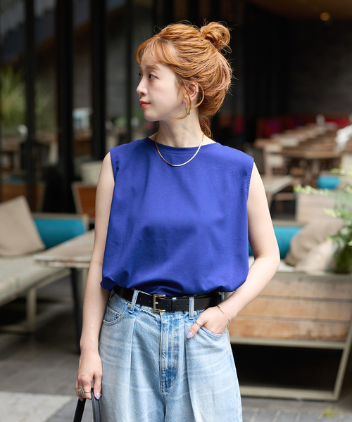 B.C STOCK(ベーセーストック)の「《追加5》ウォッシャブル / 接触冷感 / ノースリボックスTEE(Tシャツ/カットソー・レディース・ブラック/ホワイト/ブルー/ウッド・FREE)」の12枚目の写真