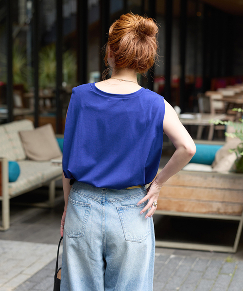 B.C STOCK(ベーセーストック)の「《追加5》ウォッシャブル / 接触冷感 / ノースリボックスTEE(Tシャツ/カットソー・レディース・ブラック/ホワイト/ブルー/ウッド・FREE)」の14枚目の写真