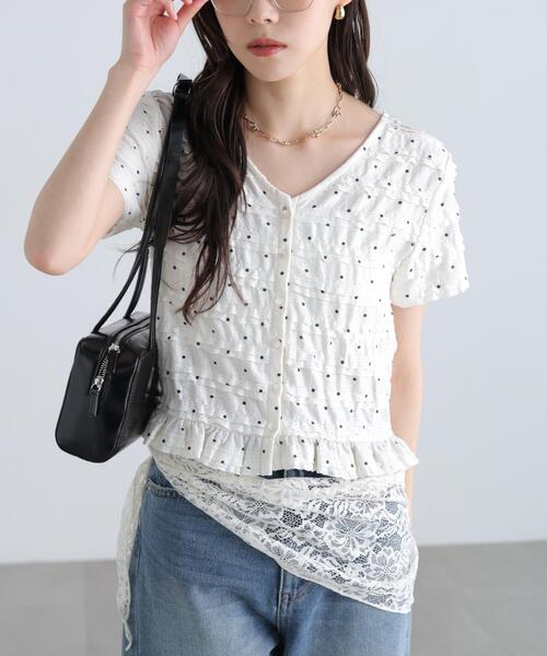 FREE'S MART(フリーズマート)の「◆前後2WAYティアードフリル半袖カットソー(Tシャツ/カットソー・レディース・ホワイト系その他2/ホワイト系その他/ホワイト・FREE)」の1枚目の写真