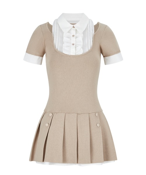 セール】Grace Pleated Docking Mini Dress（ワンピース）｜andwang