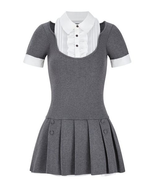セール】Grace Pleated Docking Mini Dress（ワンピース）｜andwang