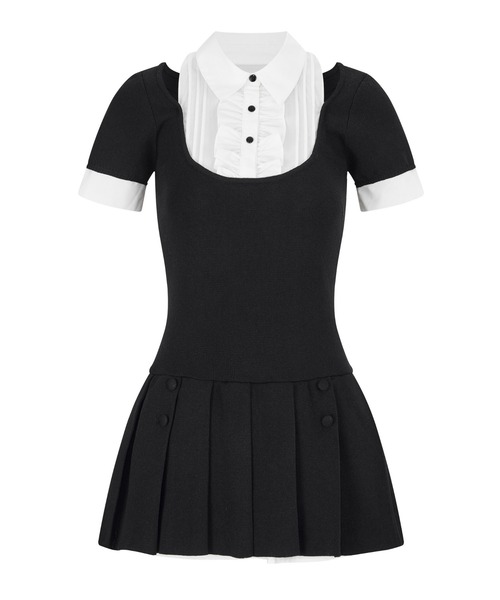 【新品未開封】Grace Pleated Docking Mini Dress セール】Grace Pleated Docking Mini Dress（ワンピース）｜andwang