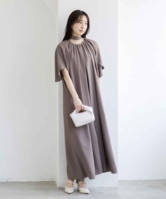 【traumerei】【WEB限定】ドレープスリーブオールインワンドレス/ポケット付き/結婚式/パーティー/お呼ばれ/七五三/前撮り/顔合わせ/食事会/お宮参り/学校行事/ママ/参観/母親/服/卒業式/入学式