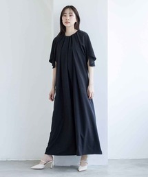 【traumerei】【WEB限定】ドレープスリーブオールインワンドレス/ポケット付き/結婚式/パーティー/お呼ばれ/七五三/前撮り/顔合わせ/食事会/お宮参り/学校行事/ママ/参観/母親/服/卒業式/入学式