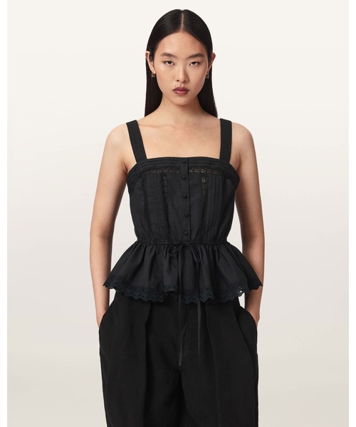 ALLSAINTS(オールセインツ)の「GWEN BOXY LACE TOP | GWEN ボクシー レース トップ(その他トップス・レディース・ブラック・6/8/10)」の1枚目の写真