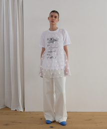 SHEER DOT ORGANZA DRESS_WHITE